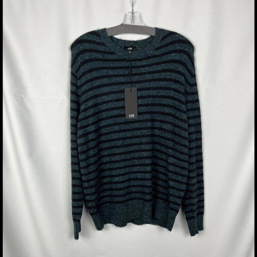Line The Label Sonia Knit Pullover Sweater Striped Deep Ocean Size S